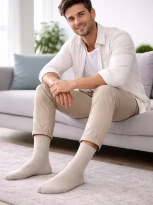 Accessoire Chaussettes Duo Jersey Coton Beige Clair