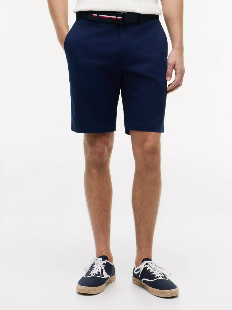 Pantalon Bermuda Chino Short Ceinture Bleu Fonce