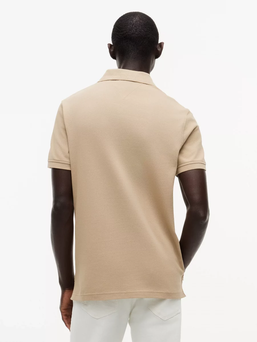 Polo Manches Courtes Regular Pique Uni Beige Moyen – Image 3