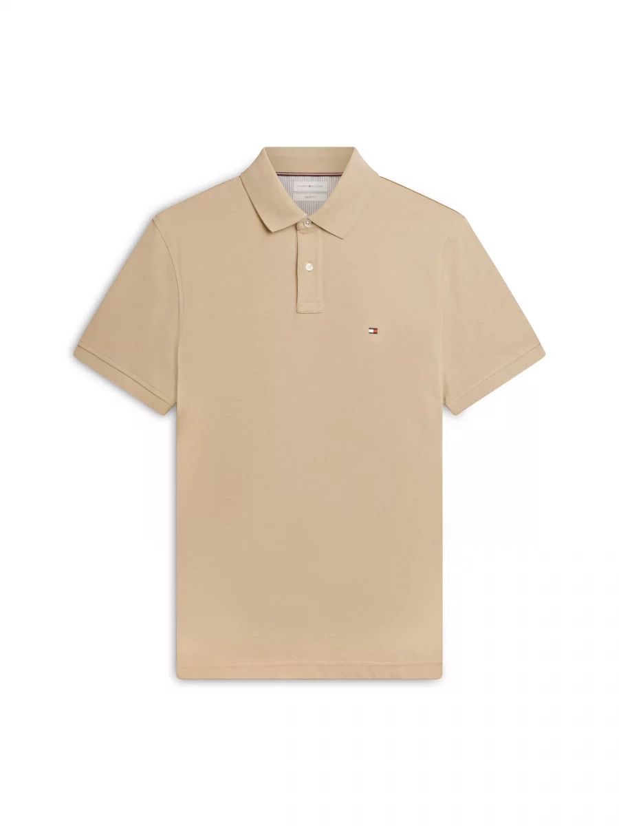 Polo Manches Courtes Regular Pique Uni Beige Moyen – Image 5