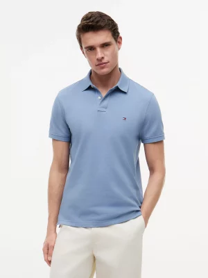 Polo Manches Courtes Regular Pique Uni Bleu Clair