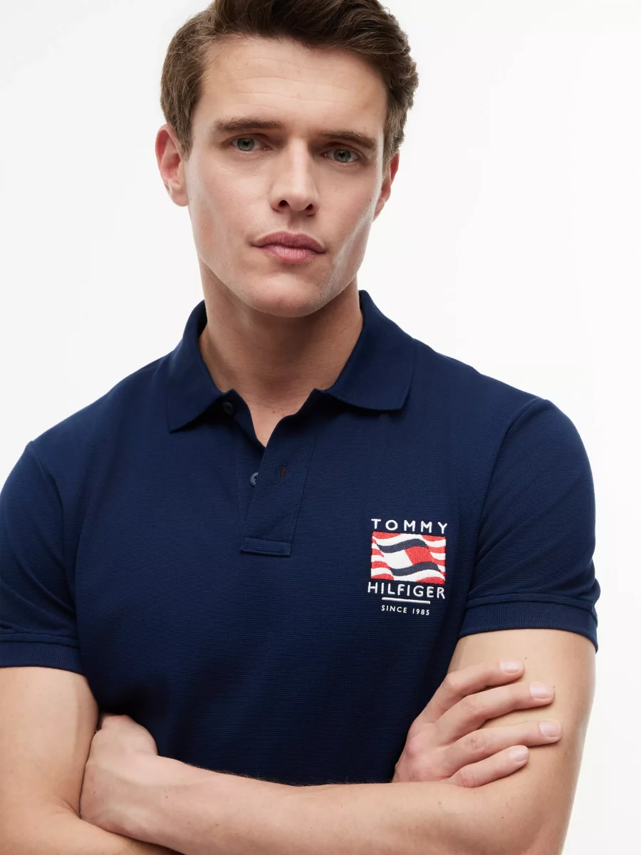 Polo Manches Courtes Broderie Drapeau CŒur Bleu Fonce – Image 2