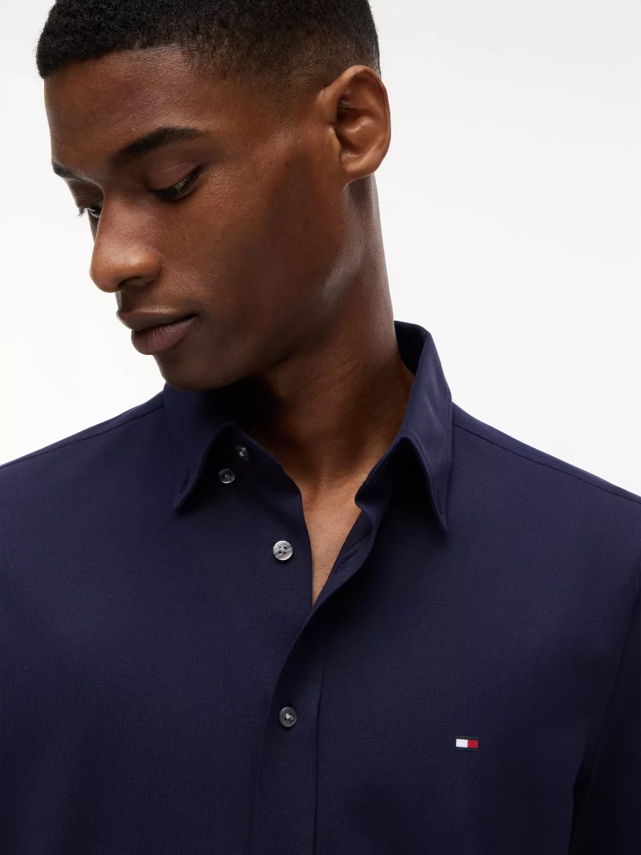 Chemise Manches Longues Sport Performance Interlock Bleu Fonce – Image 2