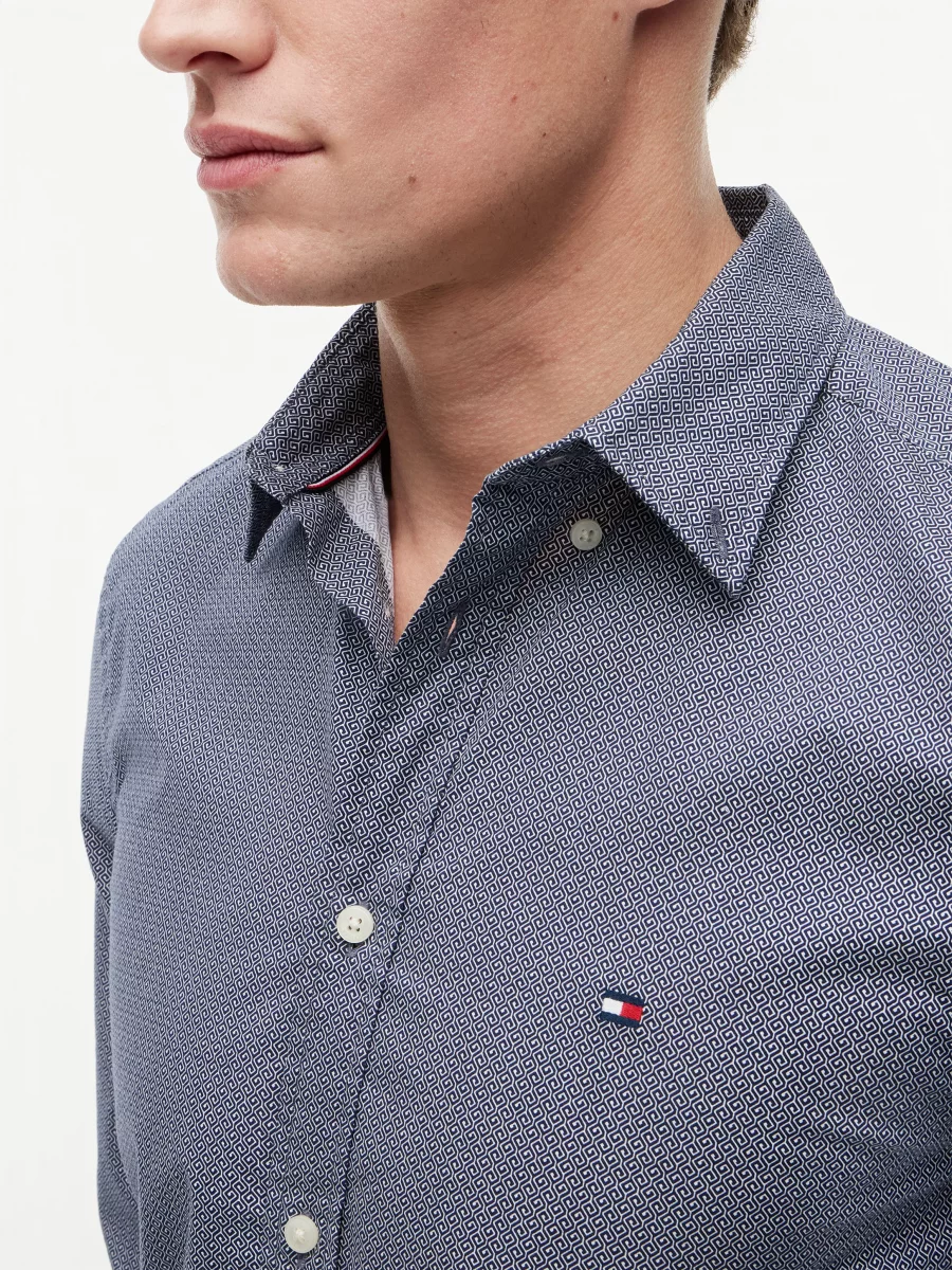 Chemise Manches Longues Sport Geometrique Bleu Moyen – Image 2