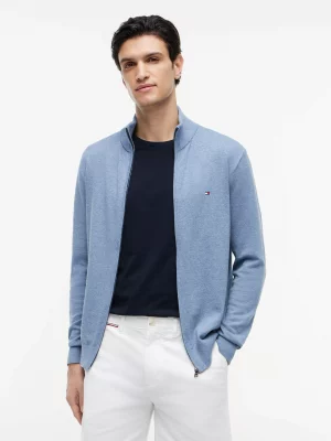 Gilet Manches Longues Coton Zip Uni Bleu Clair