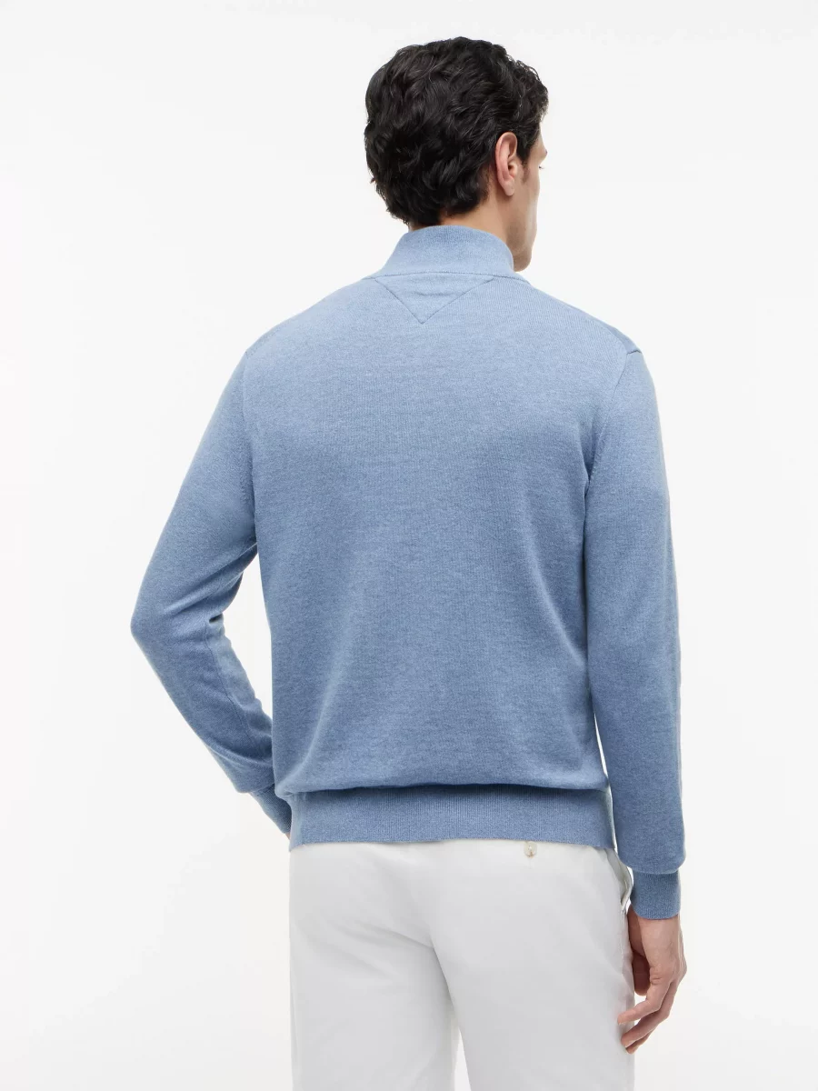 Gilet Manches Longues Coton Zip Uni Bleu Clair – Image 3