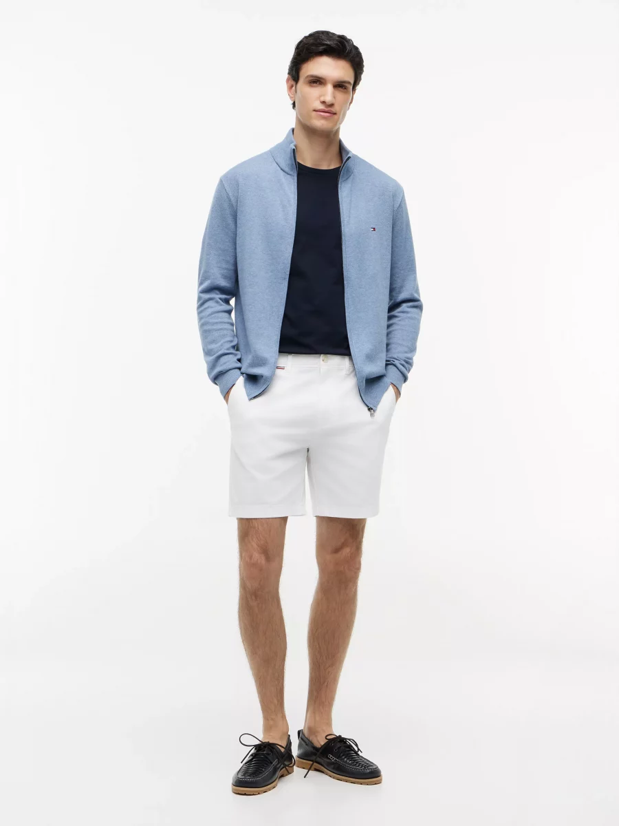Gilet Manches Longues Coton Zip Uni Bleu Clair – Image 4