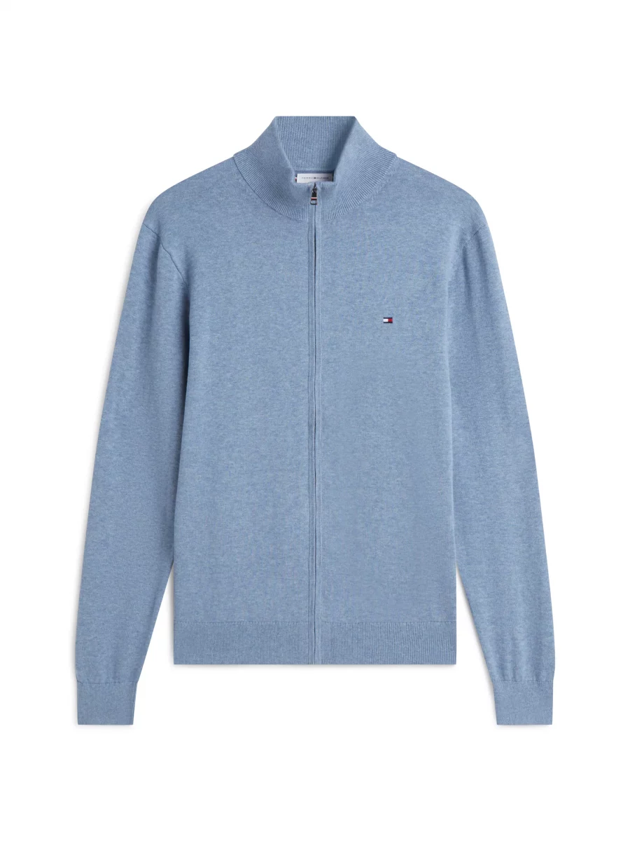 Gilet Manches Longues Coton Zip Uni Bleu Clair – Image 5