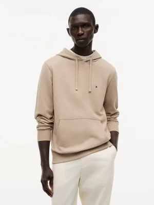 Pull Sweat  Molleton Capuche Uni Beige Moyen