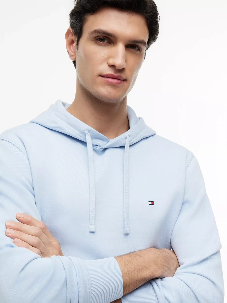 Pull Sweat Molleton Capuche Uni Bleu Clair – Image 2