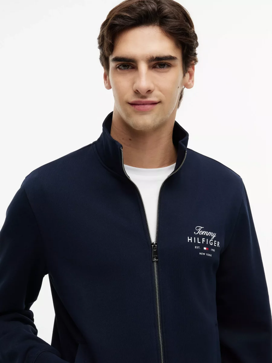 Gilet Manches Longues Molleton Zip Broderie CŒur Bleu Fonce – Image 2