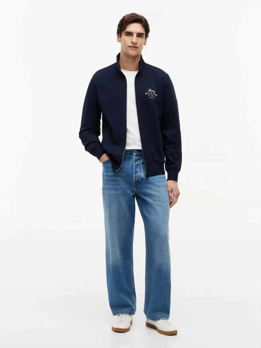 Gilet Manches Longues Molleton Zip Broderie CŒur Bleu Fonce – Image 4