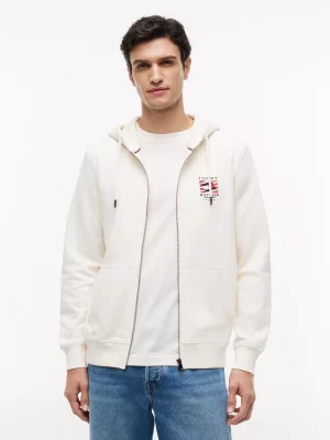 Gilet Manches Longues Molleton Zip Capuche Broderie CŒur Beige Clair