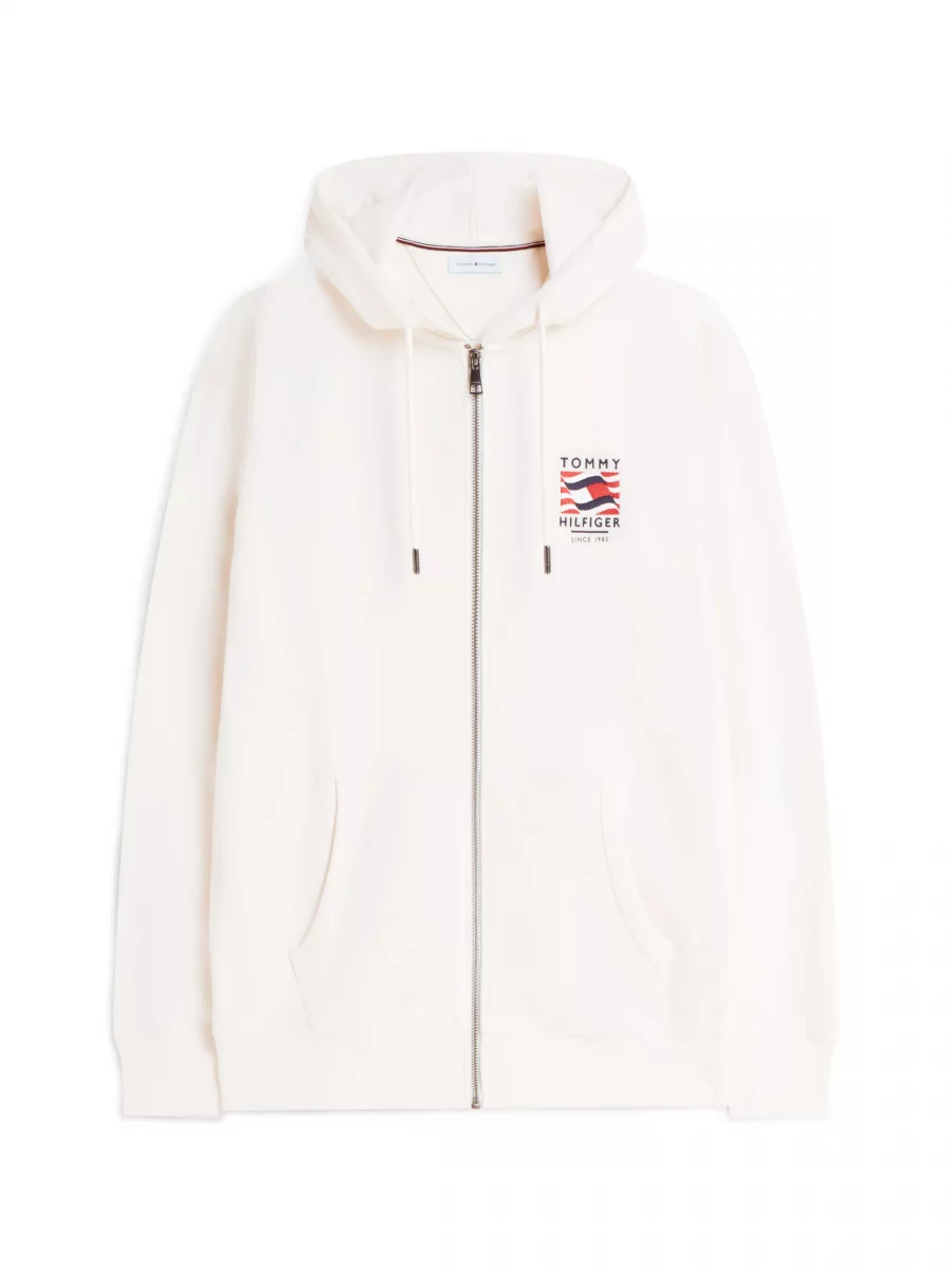 Gilet Manches Longues Molleton Zip Capuche Broderie CŒur Beige Clair – Image 5