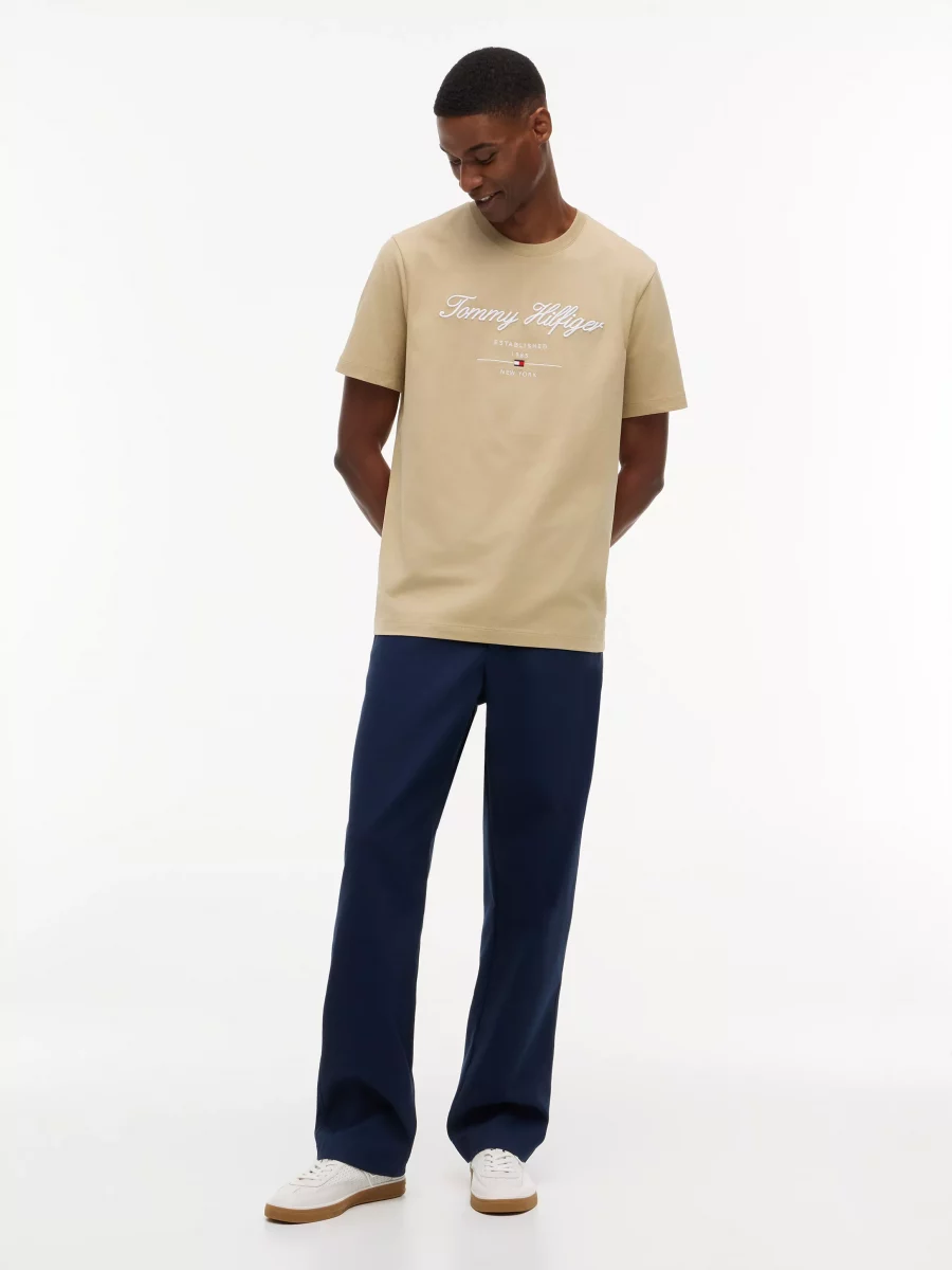 T-shirt Manches Courtes Broderie Tommy Italique Beige Moyen – Image 4