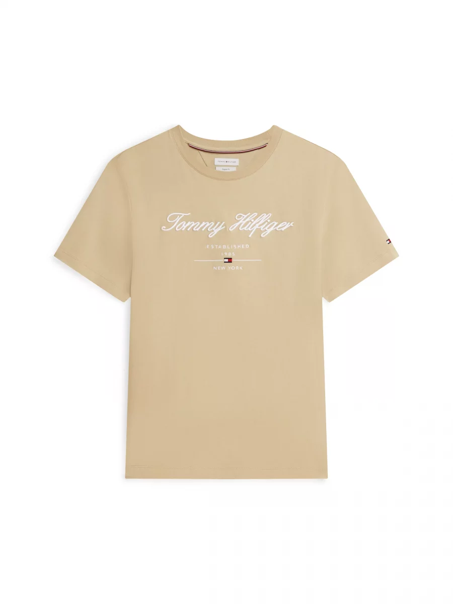 T-shirt Manches Courtes Broderie Tommy Italique Beige Moyen – Image 5