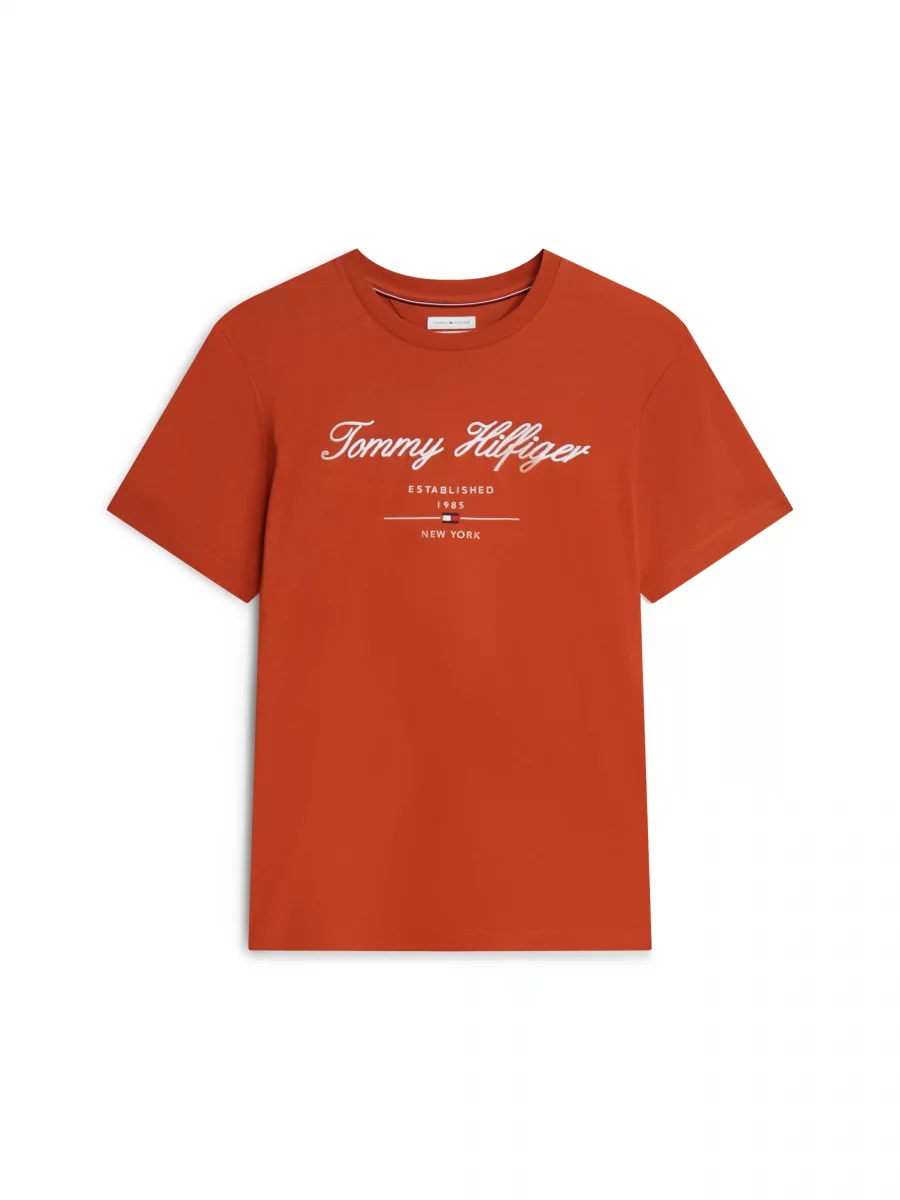 T-shirt Manches Courtes Broderie Tommy Italique Orange Moyen – Image 5