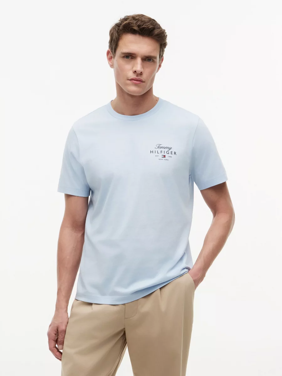 T-shirt Manches Courtes Print Tommy CŒur Bleu Clair