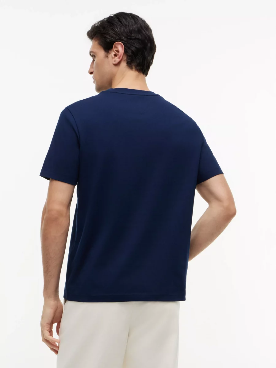 T-shirt Manches Courtes Broderie Drapeau Bleu Fonce – Image 3