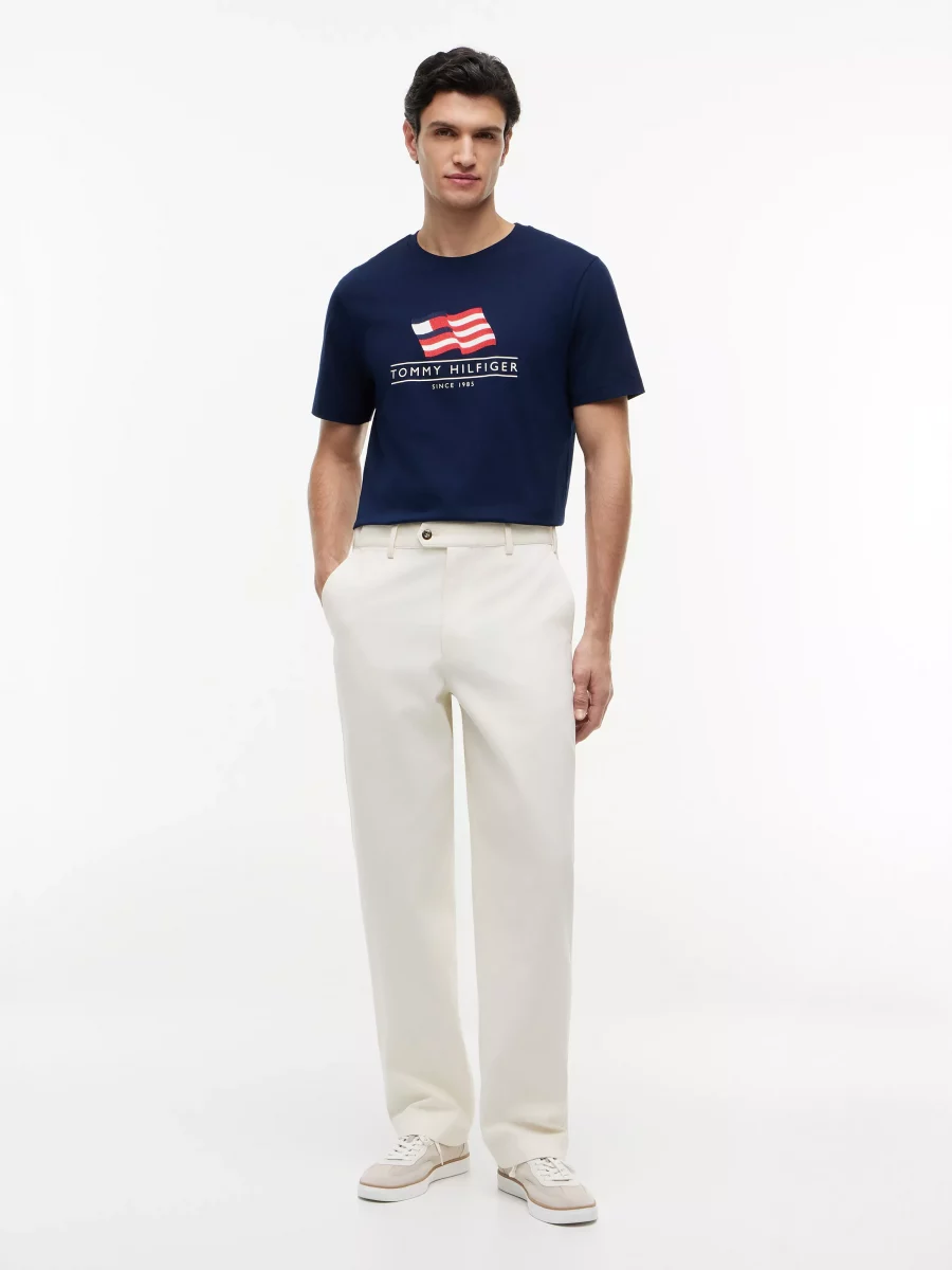 T-shirt Manches Courtes Broderie Drapeau Bleu Fonce – Image 4