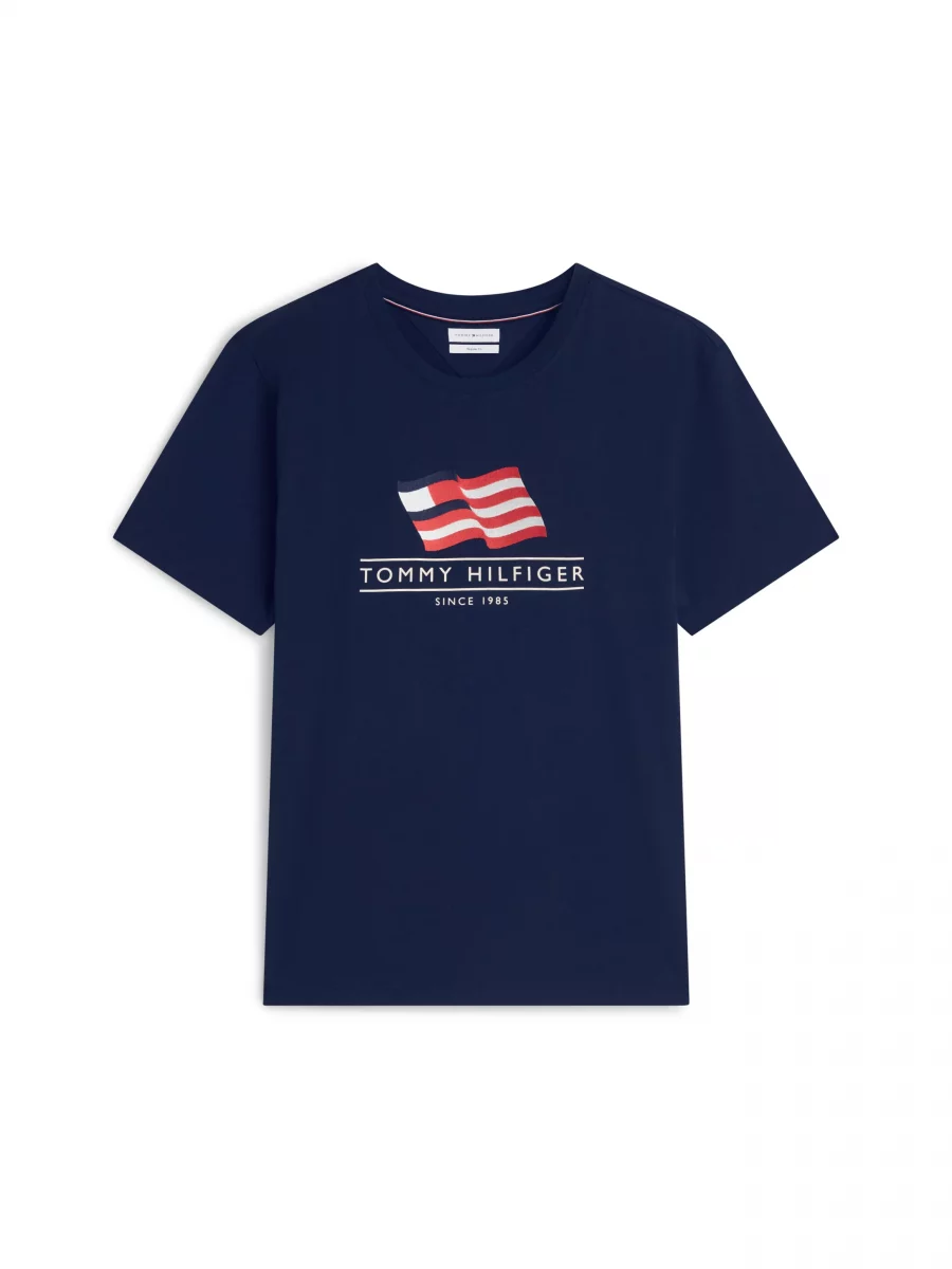 T-shirt Manches Courtes Broderie Drapeau Bleu Fonce – Image 5