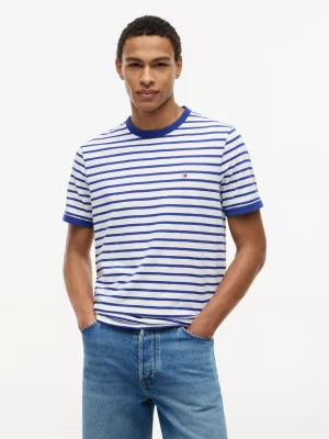 T-shirt Manches Courtes Rayure Bleu Moyen