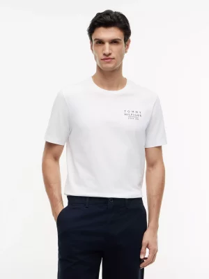 T-shirt Manches Courtes Drapeau Print Dos Blanc