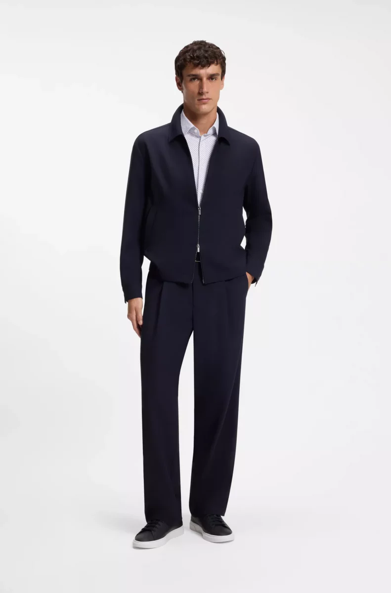 Chemise Manches Longues Ville Performance Imprime Pois Bleu Moyen – Image 2