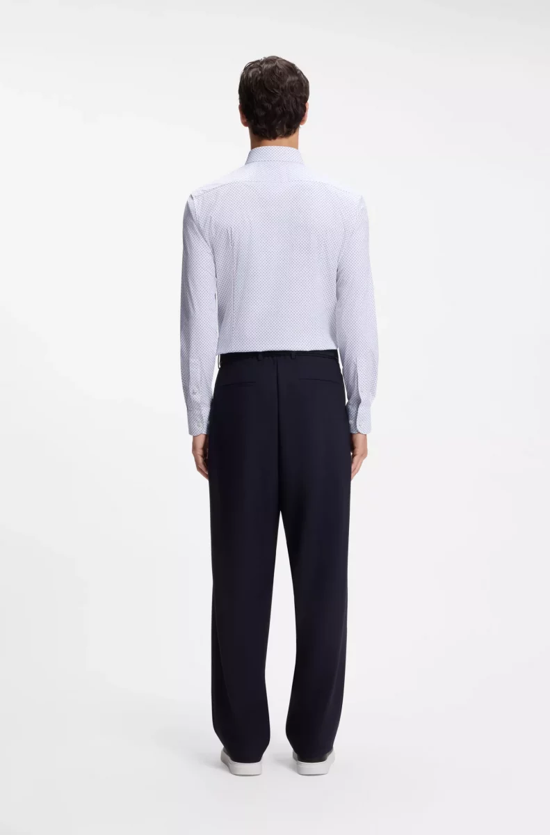 Chemise Manches Longues Ville Performance Imprime Pois Bleu Moyen – Image 6