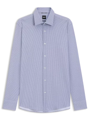Chemise Manches Longues Ville Performance Imprime Losange Bleu Moyen