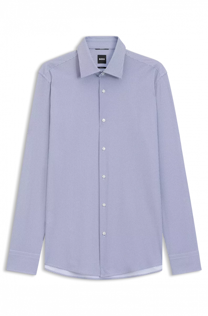 Chemise Manches Longues Ville Performance Imprime Losange Bleu Moyen