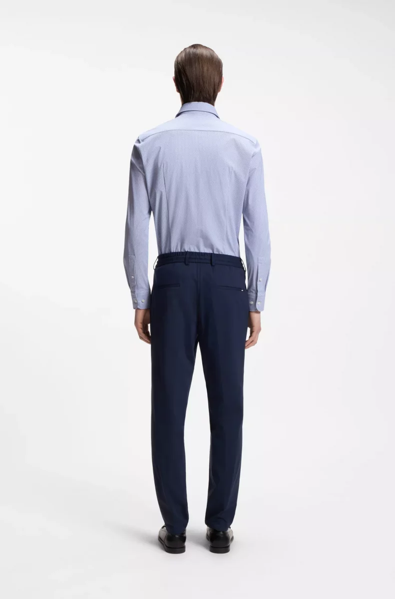 Chemise Manches Longues Ville Performance Imprime Losange Bleu Moyen – Image 6