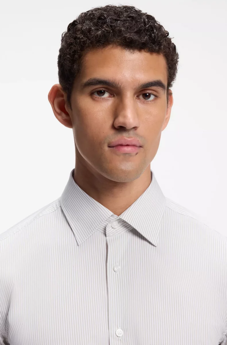 Chemise Manches Longues Ville Thermo Regulee Rayure Baton Vert Moyen – Image 3