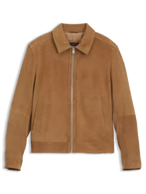Cuir Blouson Chevre Velours Beige Moyen