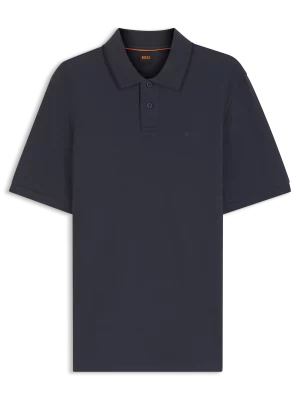 Polo Manches Courtes Pique Contraste Col Bleu Fonce