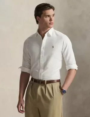 Chemise Manches Longues Sport Oxford Slim Uni Blanc