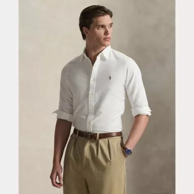 Chemise Manches Longues Sport Oxford Slim Uni Blanc