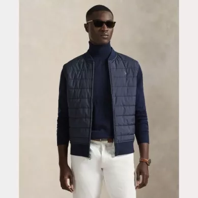 Gilet Manches Longues Bi-matiere Sm Bleu Fonce
