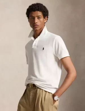 Polo Manches Courtes Custom Pique Uni Blanc