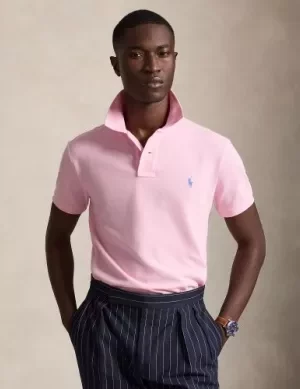 Polo Manches Courtes Custom Pique Uni Rose Clair