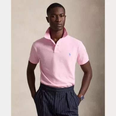 Polo Manches Courtes Custom Pique Uni Rose Clair