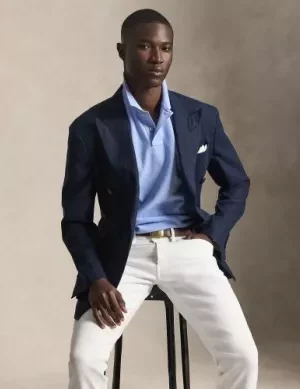 Polo Manches Courtes Custom Pique Uni Bleu Clair