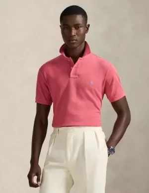 Polo Manches Courtes Custom Pique Uni Rose Moyen