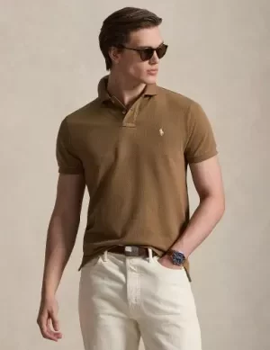 Polo Manches Courtes Custom Pique Uni Beige Moyen