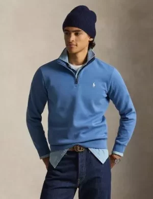 Pull Col Cheminee Performance 1/2 Zip Bleu Moyen