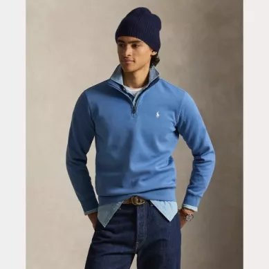 Pull Col Cheminee Performance 1/2 Zip Bleu Moyen